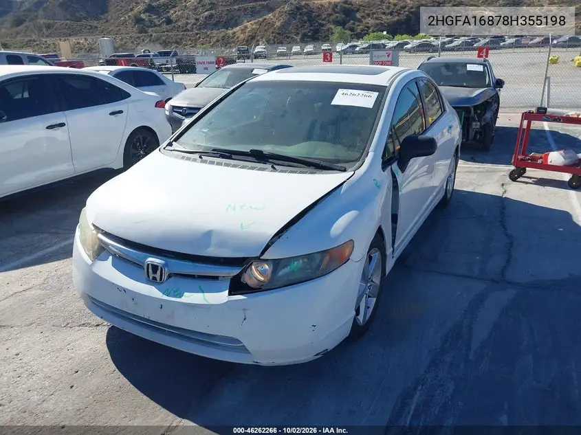 2008 HONDA CIVIC VIN 2HGFA16878H355198 — фото 2