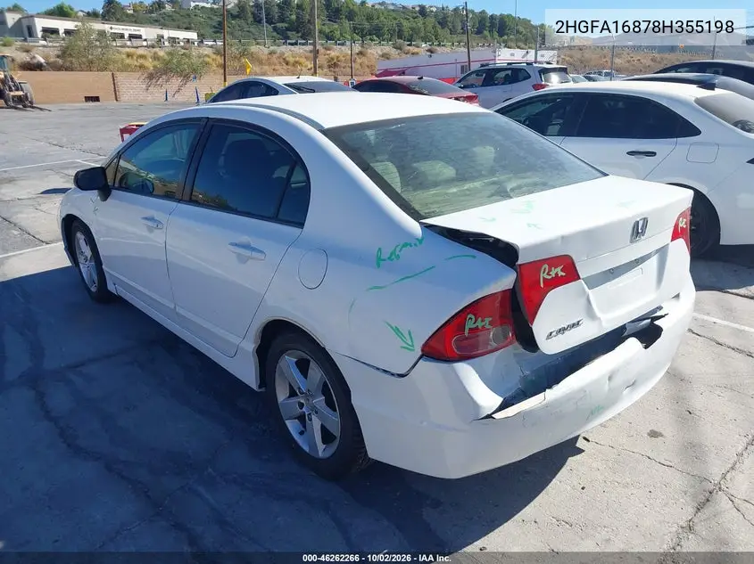 2008 HONDA CIVIC VIN 2HGFA16878H355198 — фото 3