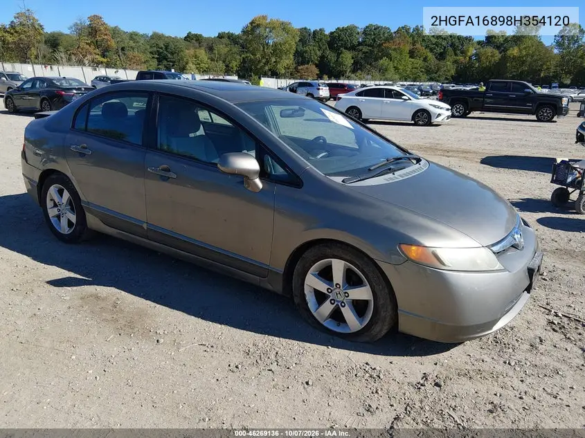HONDA CIVIC 2008, VIN 2HGFA16898H354120