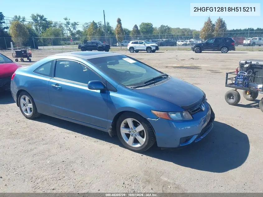 HONDA CIVIC 2008, VIN 2HGFG12818H515211