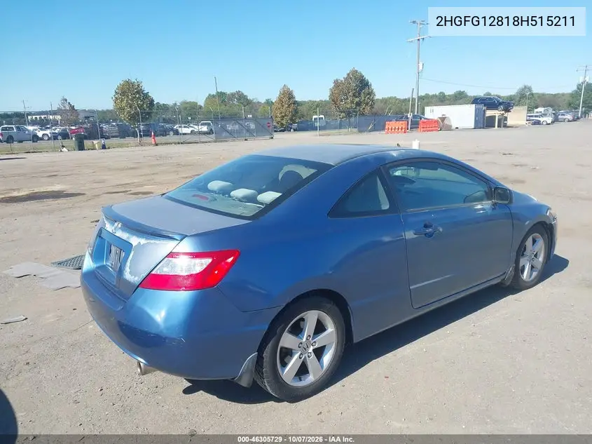 2008 HONDA CIVIC VIN 2HGFG12818H515211 — фото 4