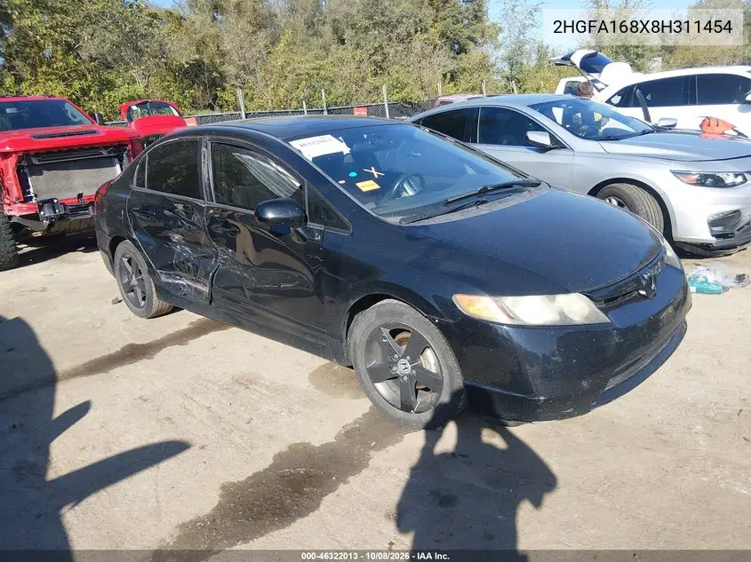 HONDA CIVIC 2008, VIN 2HGFA168X8H311454