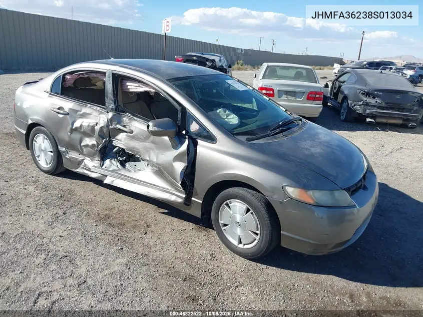 HONDA CIVIC 2008, VIN JHMFA36238S013034
