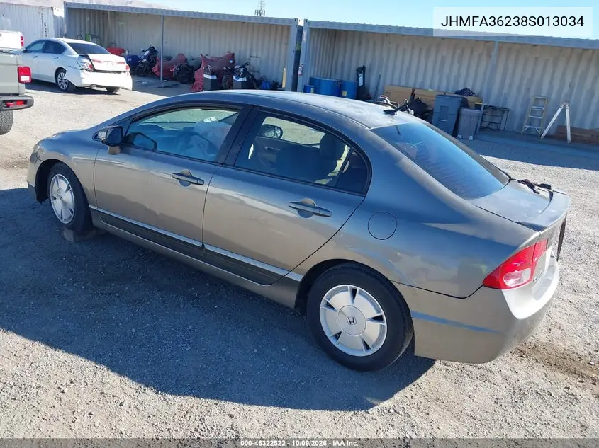 2008 HONDA CIVIC VIN JHMFA36238S013034 — фото 3