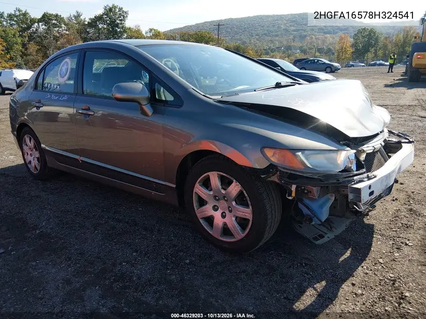 HONDA CIVIC 2008, VIN 2HGFA16578H324541