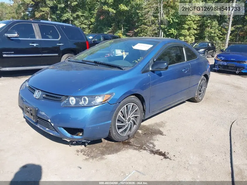 2008 HONDA CIVIC VIN 2HGFG12698H541733 — фото 2