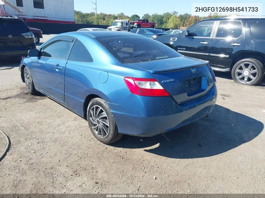 2008 HONDA CIVIC VIN 2HGFG12698H541733 — фото 3