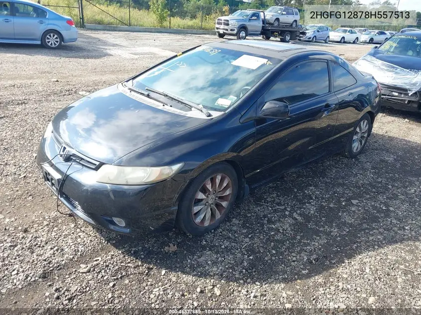 2008 HONDA CIVIC VIN 2HGFG12878H557513 — фото 2