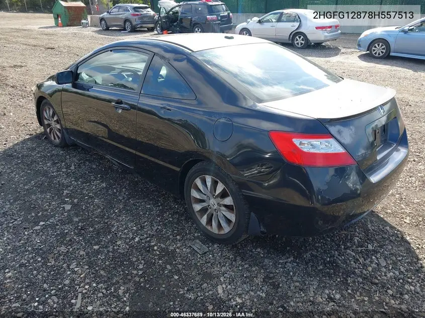 2008 HONDA CIVIC VIN 2HGFG12878H557513 — фото 3