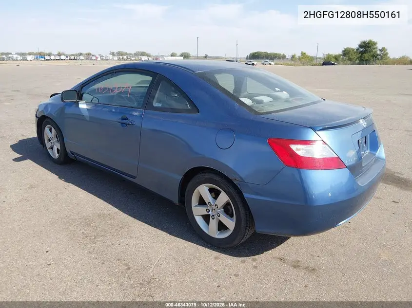 2008 HONDA CIVIC VIN 2HGFG12808H550161 — фото 3
