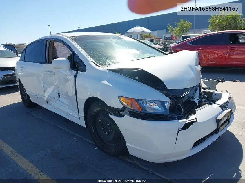 HONDA CIVIC 2008, VIN 2HGFA16568H341167