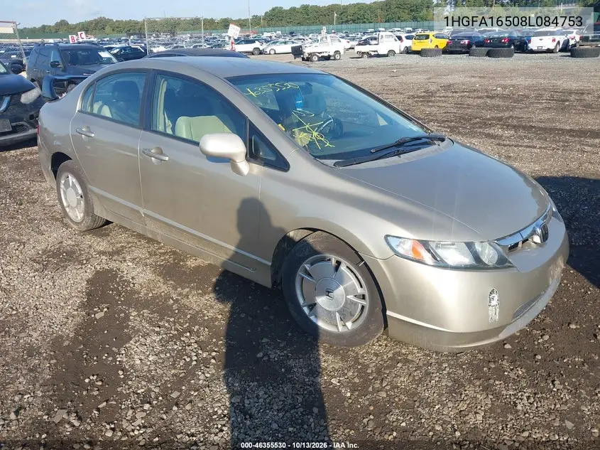 HONDA CIVIC 2008, VIN 1HGFA16508L084753