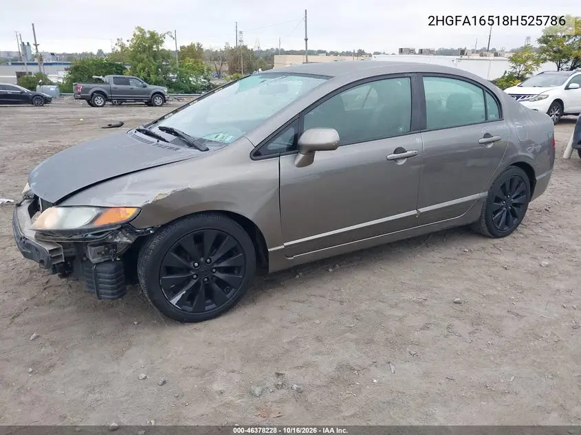 2008 HONDA CIVIC VIN 2HGFA16518H525786 — фото 2