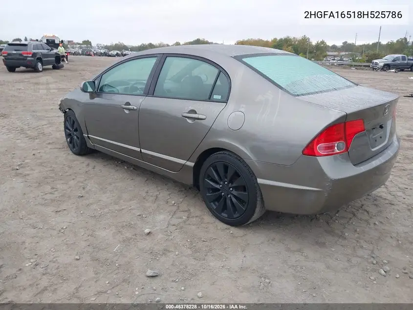 2008 HONDA CIVIC VIN 2HGFA16518H525786 — фото 3