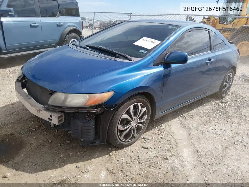 2008 HONDA CIVIC VIN 2HGFG12678H516460 — фото 2