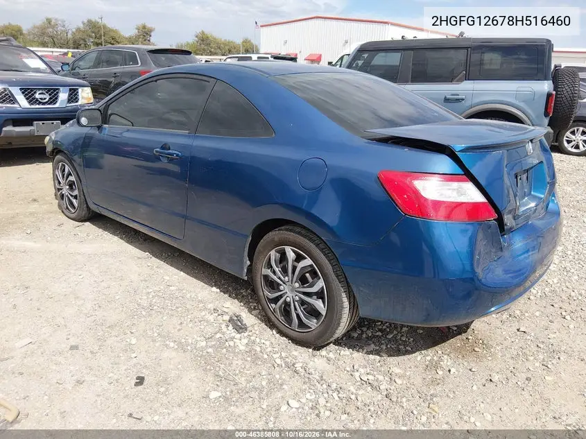2008 HONDA CIVIC VIN 2HGFG12678H516460 — фото 3