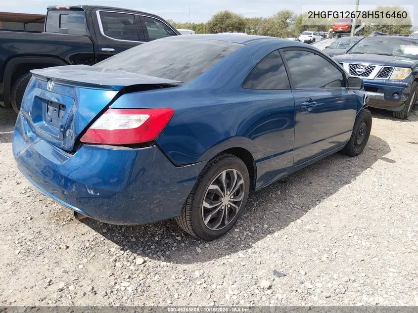 2008 HONDA CIVIC VIN 2HGFG12678H516460 — фото 4