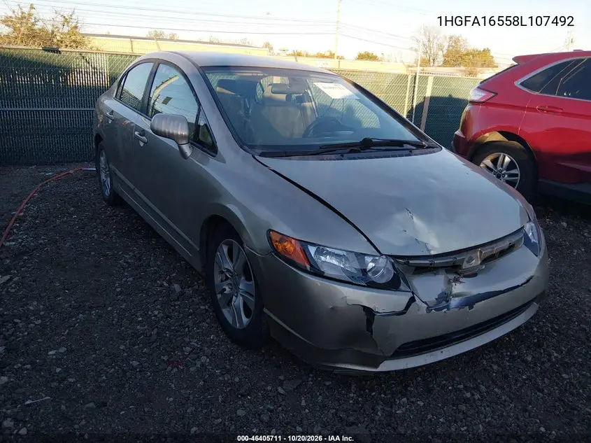 HONDA CIVIC 2008, VIN 1HGFA16558L107492