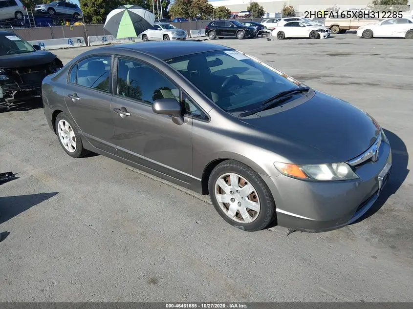 HONDA CIVIC 2008, VIN 2HGFA165X8H312285