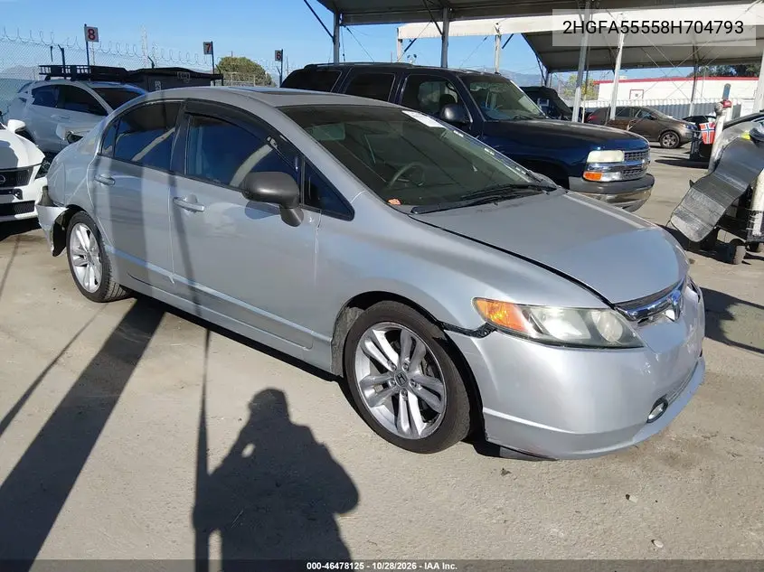 HONDA CIVIC 2008, VIN 2HGFA55558H704793