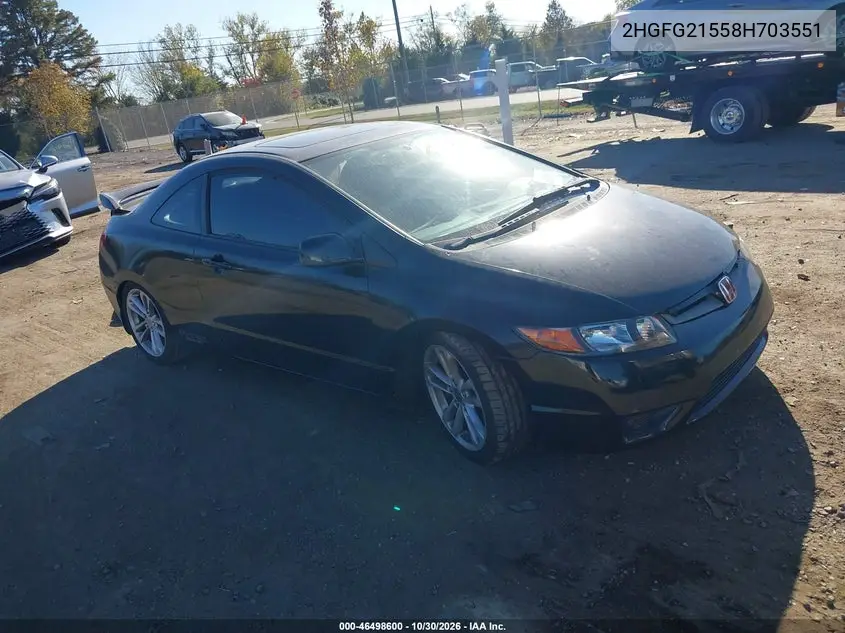 HONDA CIVIC 2008, VIN 2HGFG21558H703551