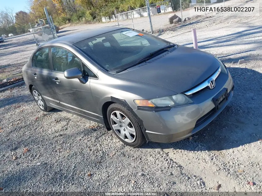 HONDA CIVIC 2008, VIN 1HGFA16538L002207