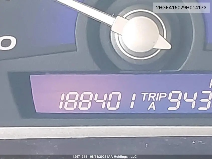 2009 HONDA CIVIC VIN 2HGFA16029H014173 — фото 15