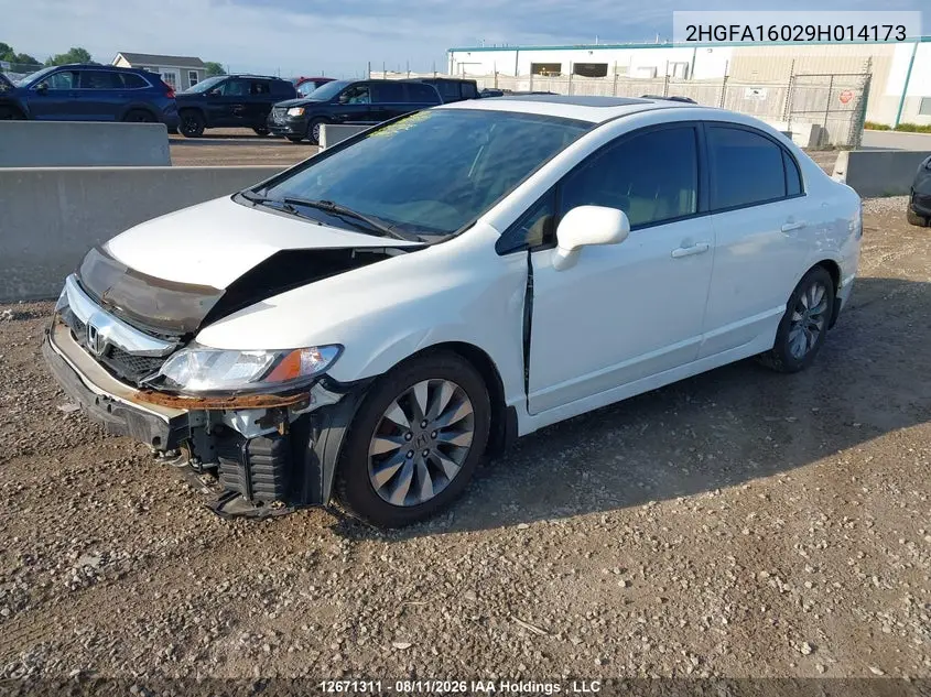 2009 HONDA CIVIC VIN 2HGFA16029H014173 — фото 2