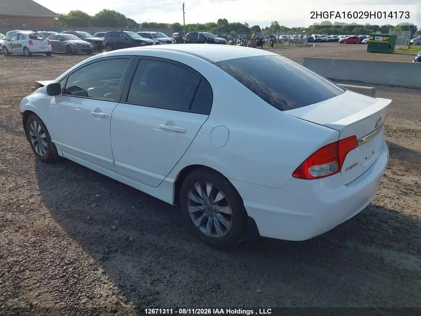 2009 HONDA CIVIC VIN 2HGFA16029H014173 — фото 3