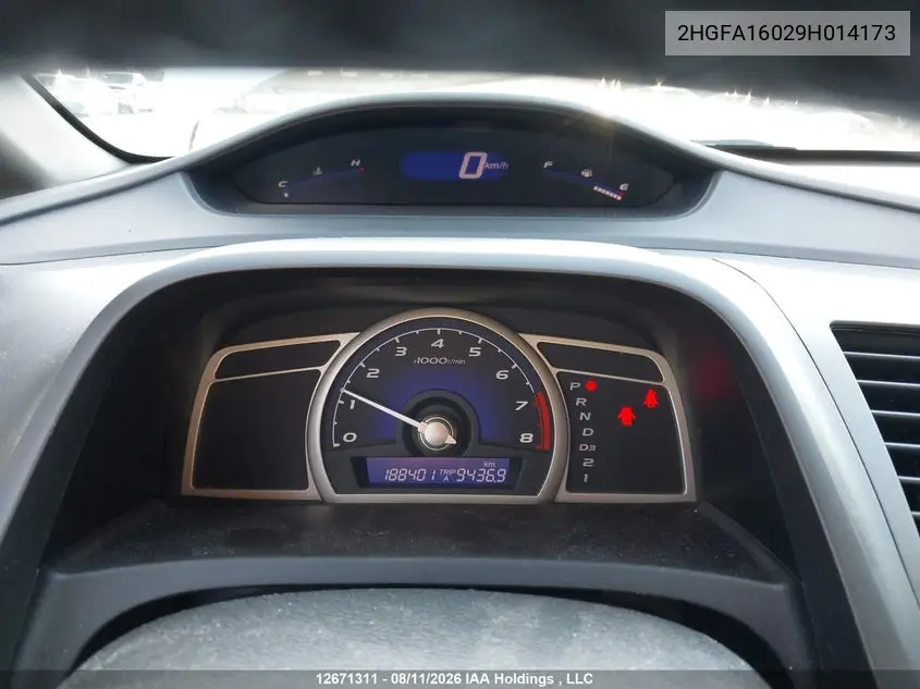 2009 HONDA CIVIC VIN 2HGFA16029H014173 — фото 7