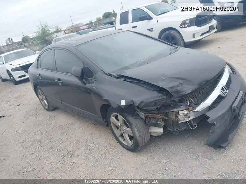 HONDA CIVIC 2009, VIN 2HGFA16009H020201