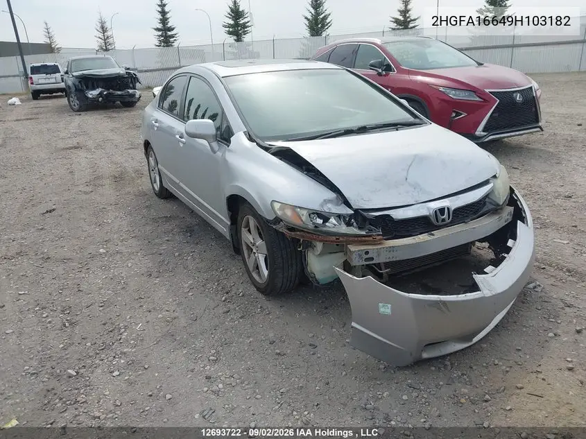 HONDA CIVIC 2009, VIN 2HGFA16649H103182