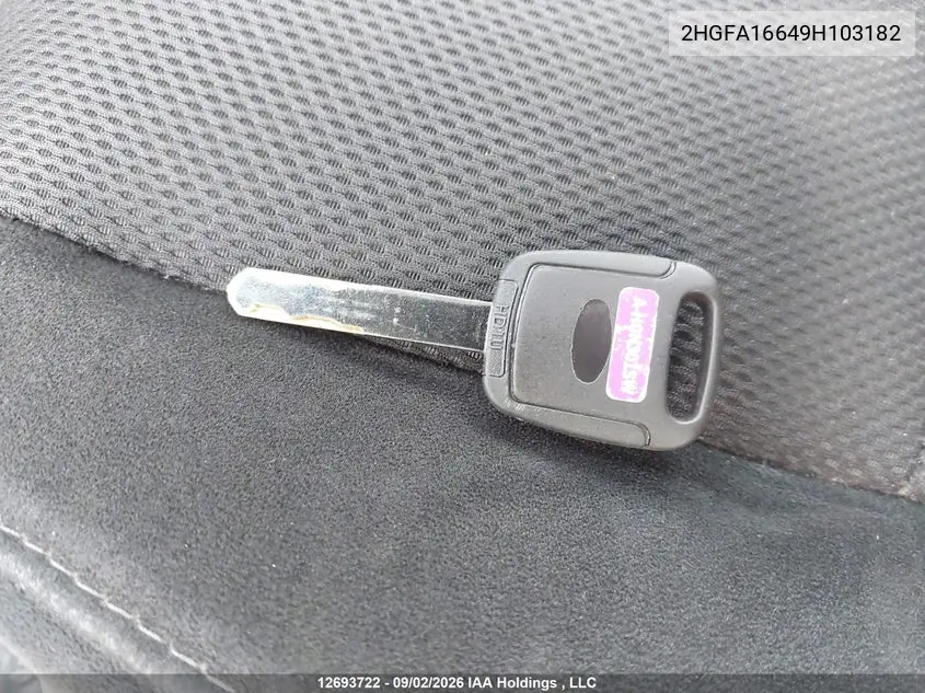2009 HONDA CIVIC VIN 2HGFA16649H103182 — фото 11