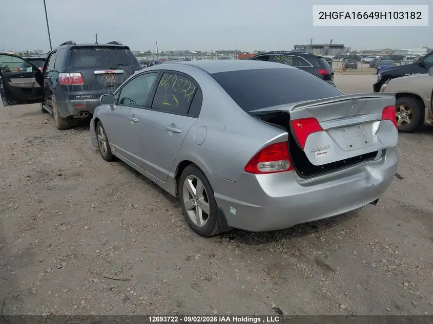 2009 HONDA CIVIC VIN 2HGFA16649H103182 — фото 3