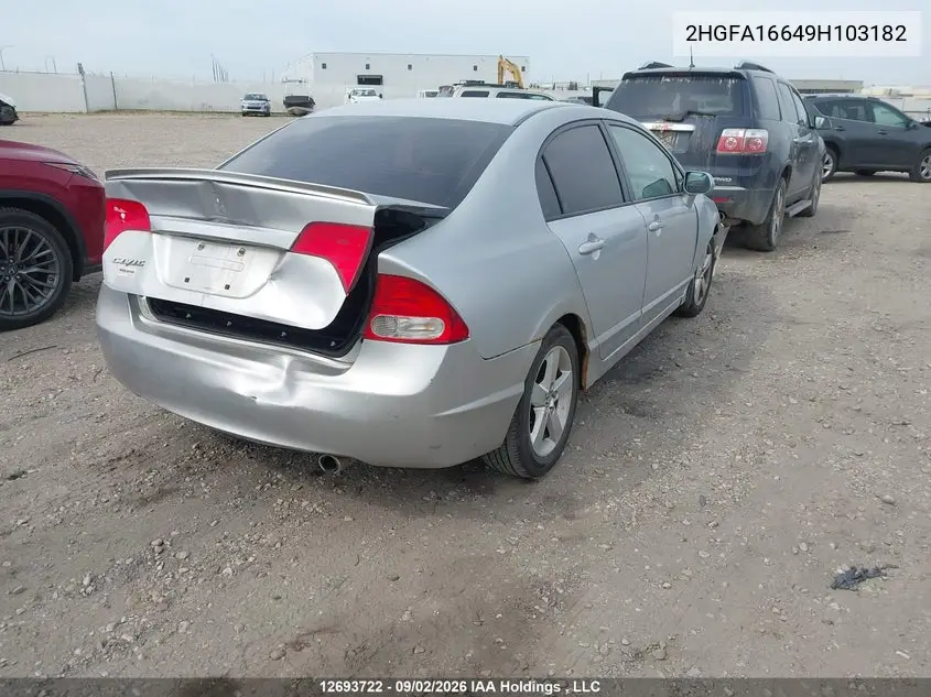 2009 HONDA CIVIC VIN 2HGFA16649H103182 — фото 4