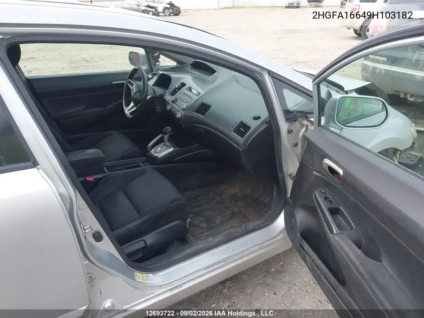 2009 HONDA CIVIC VIN 2HGFA16649H103182 — фото 5