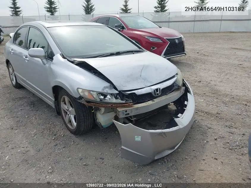 2009 HONDA CIVIC VIN 2HGFA16649H103182 — фото 6