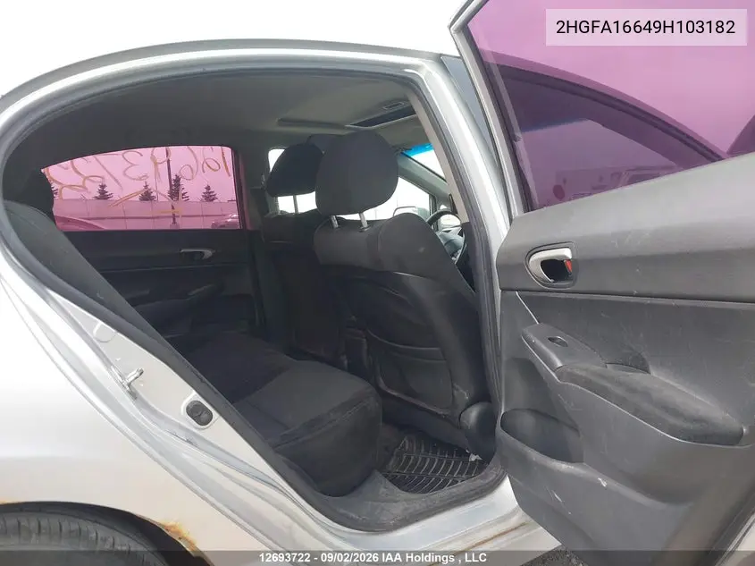 2009 HONDA CIVIC VIN 2HGFA16649H103182 — фото 8