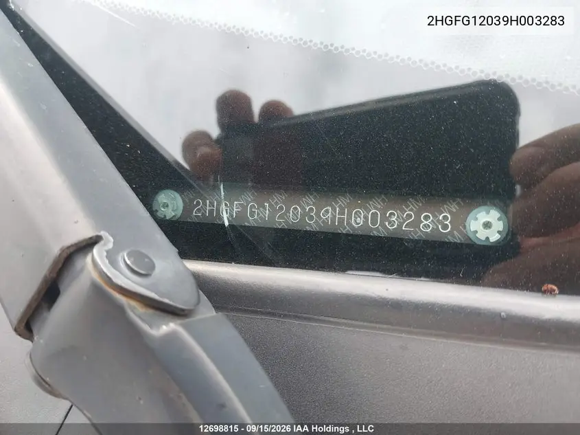 2009 HONDA CIVIC VIN 2HGFG12039H003283 — фото 18
