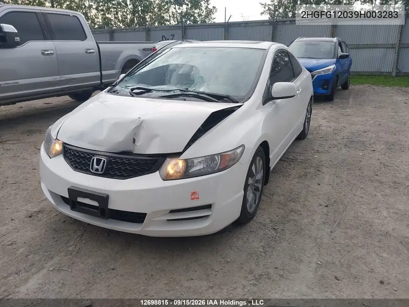 2009 HONDA CIVIC VIN 2HGFG12039H003283 — фото 2