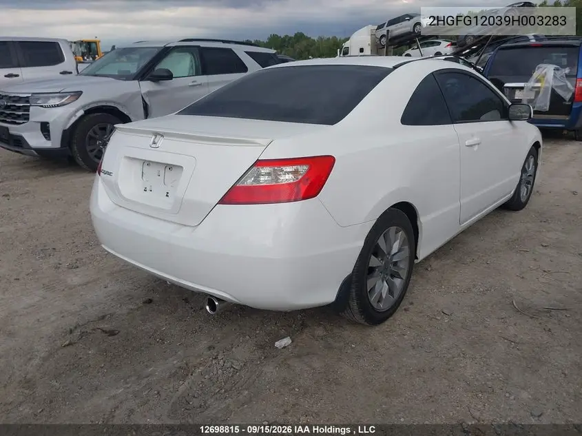 2009 HONDA CIVIC VIN 2HGFG12039H003283 — фото 4