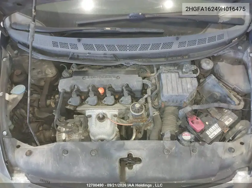 2009 HONDA CIVIC VIN 2HGFA16249H016475 — фото 10