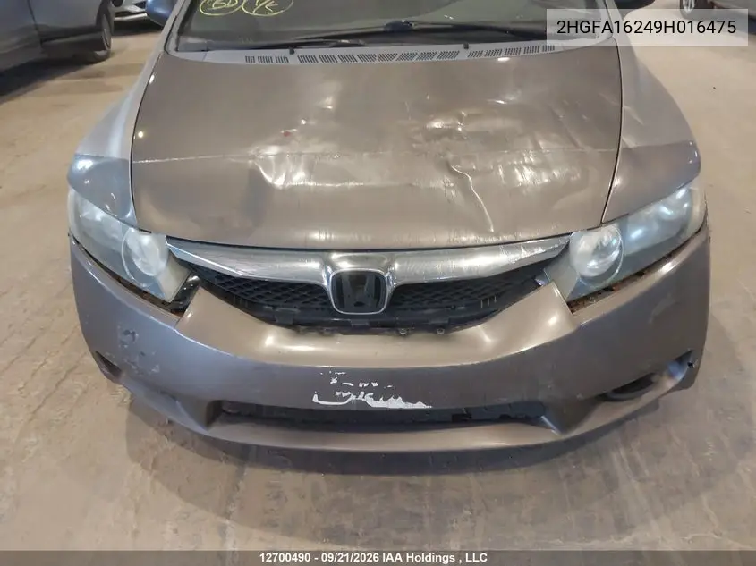 2009 HONDA CIVIC VIN 2HGFA16249H016475 — фото 12