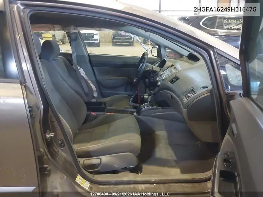 2009 HONDA CIVIC VIN 2HGFA16249H016475 — фото 5