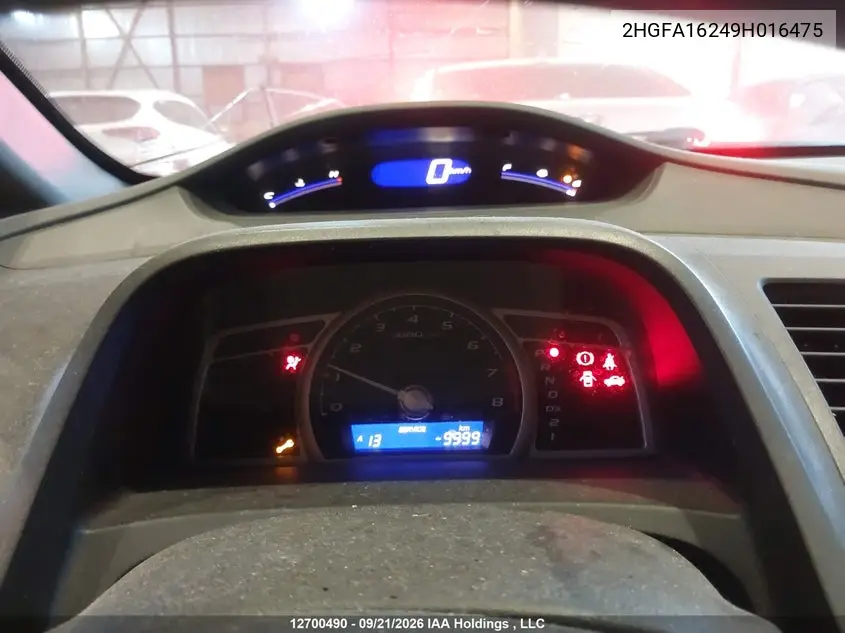 2009 HONDA CIVIC VIN 2HGFA16249H016475 — фото 7