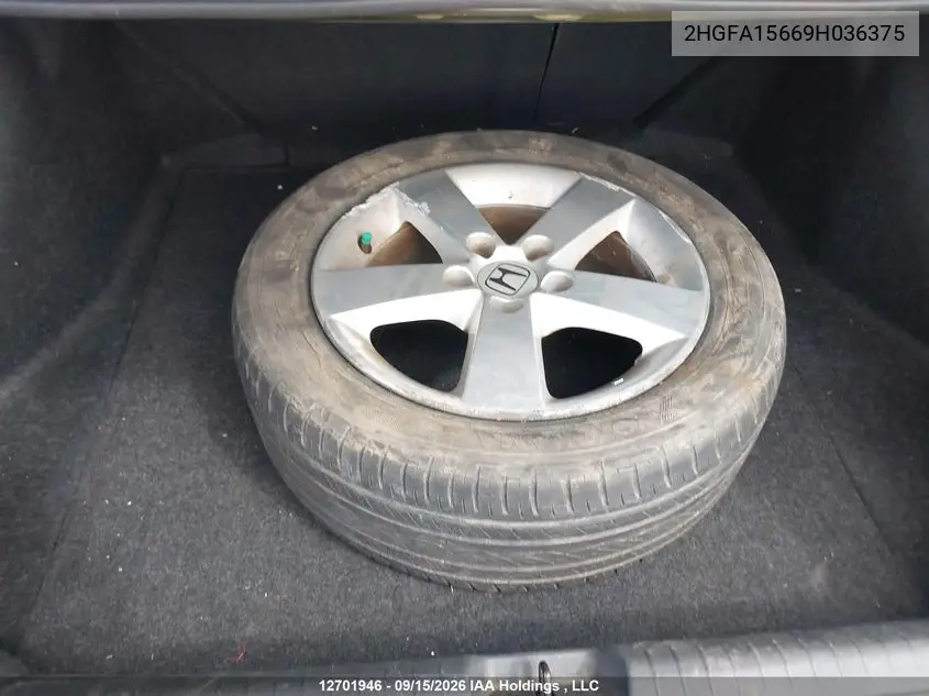 2009 HONDA CIVIC VIN 2HGFA15669H036375 — фото 12