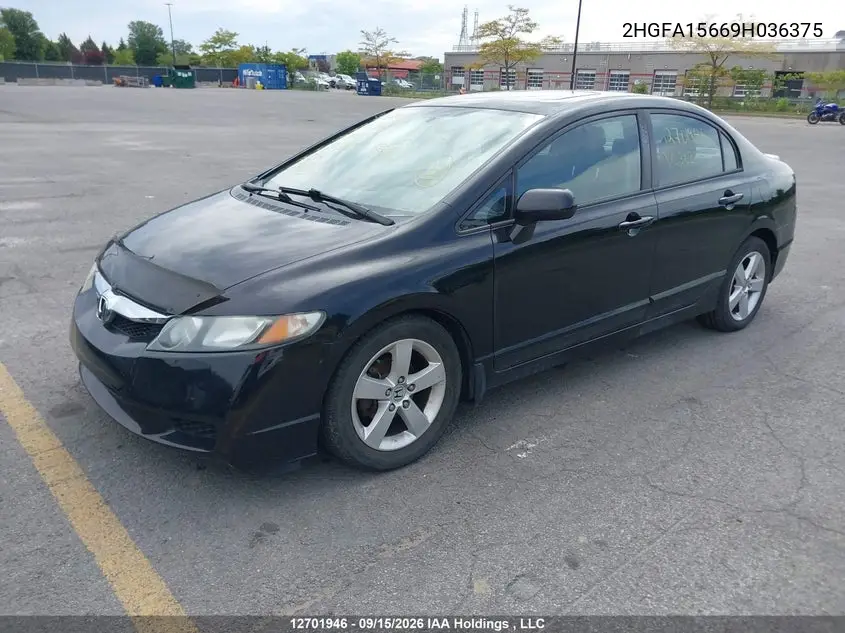 2009 HONDA CIVIC VIN 2HGFA15669H036375 — фото 2