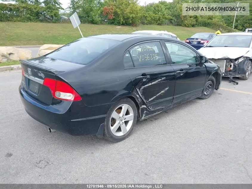 2009 HONDA CIVIC VIN 2HGFA15669H036375 — фото 4