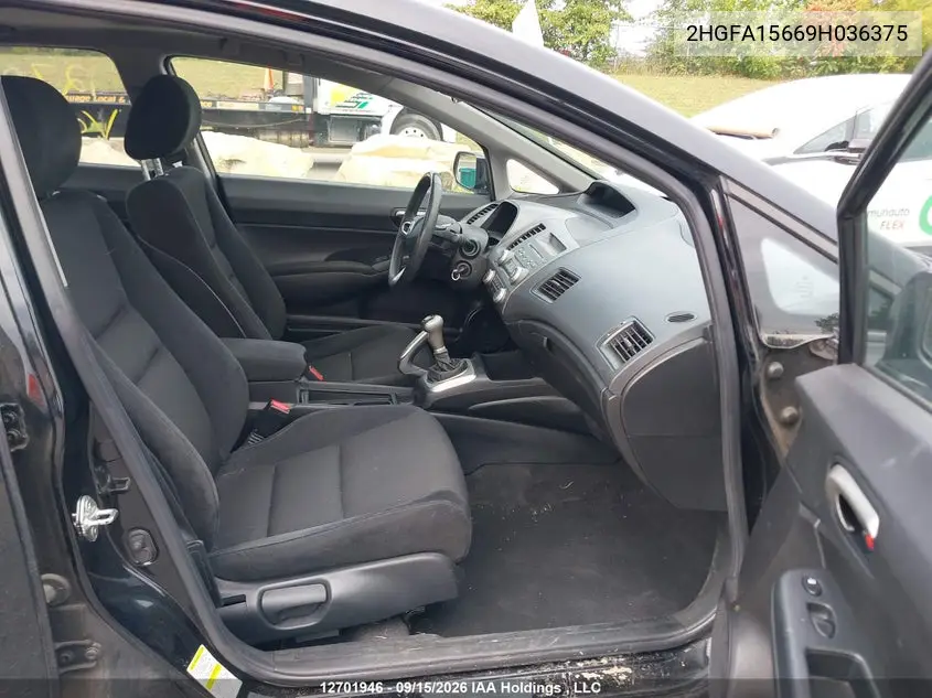2009 HONDA CIVIC VIN 2HGFA15669H036375 — фото 5