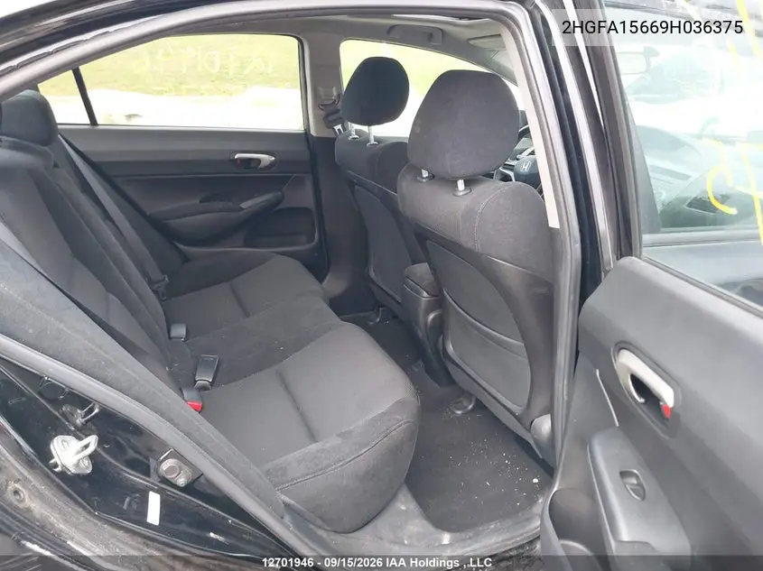 2009 HONDA CIVIC VIN 2HGFA15669H036375 — фото 8